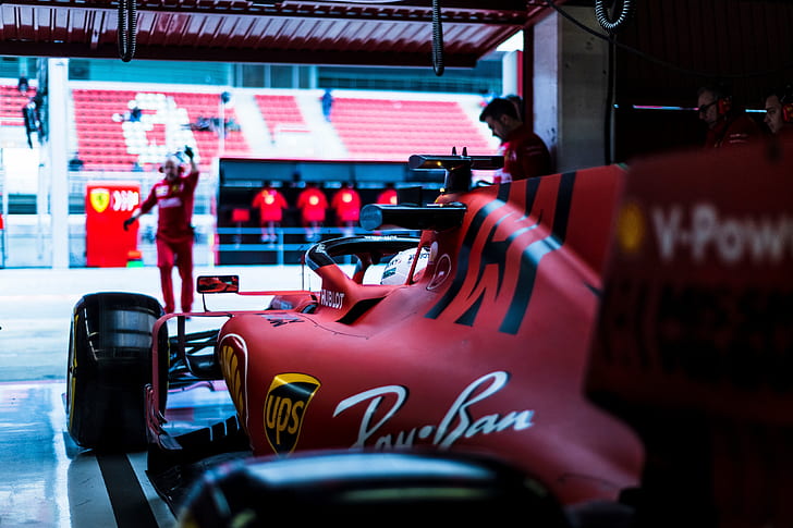 car, Ferrari, sport, box, Formula 1, tyres, men, Sebastian Vettel, HD wallpaper