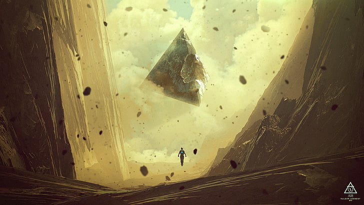 artwork of man on ground, game cover, abstract, elements, Kuldar Leement