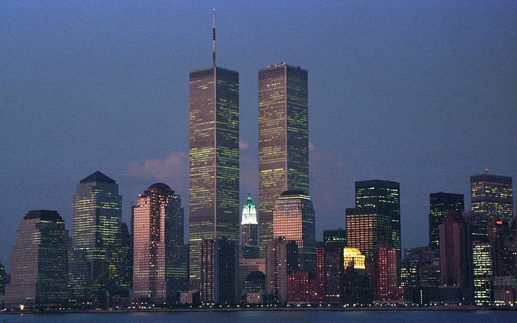 World Trade Center C1987, new york, wolrd trade center, sunset, HD wallpaper