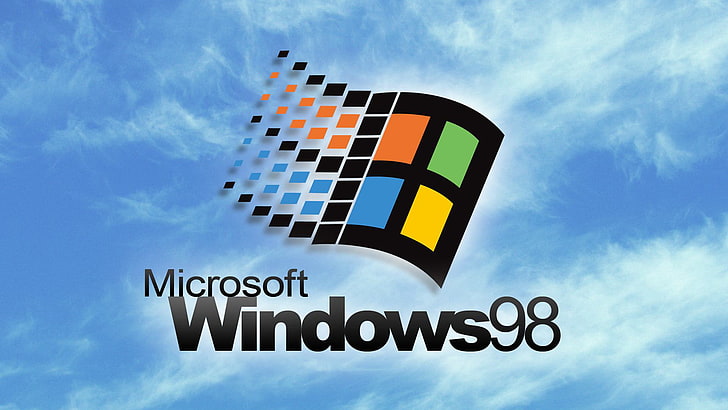 Microsoft Windows 98 logo, sky, clouds, blue, illustration, concepts, HD wallpaper