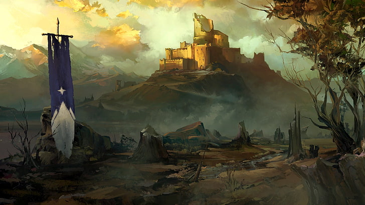 castle digital wallpaper, Game of Thrones, video games, sky, architecture