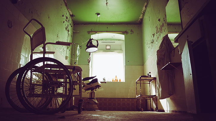 hospital, Wheelchair, asylum, abandoned, dentist, urbex, medical equipment