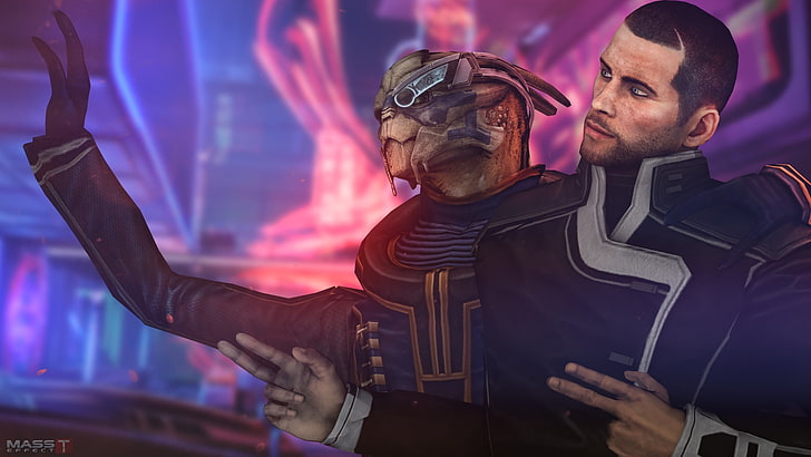 male in blue and grey suit digital wallpaper, Mass Effect, Garrus Vakarian, HD wallpaper