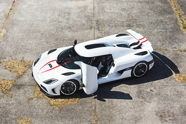 white Bugatti Veyron, Koenigsegg, supercar, Agera R, hypercar