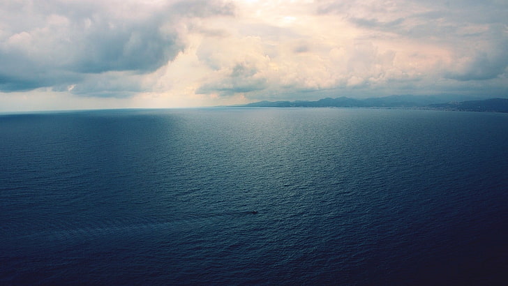body of water, sea, boat, clouds, cloud - sky, beauty in nature, HD wallpaper