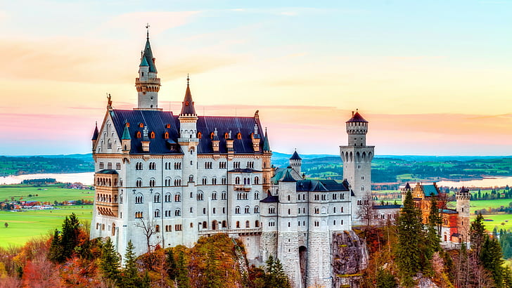 landscape, fall, Germany, architecture, colorful, nature, castle, HD wallpaper