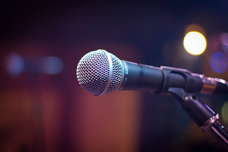 black and silver dynamic microphone, sound, music, stage - Performance Space, HD wallpaper