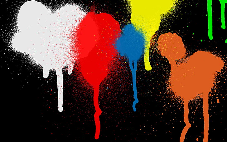 graffiti, splats, splatter, Color Burst, colorful, black, minimalism, HD wallpaper