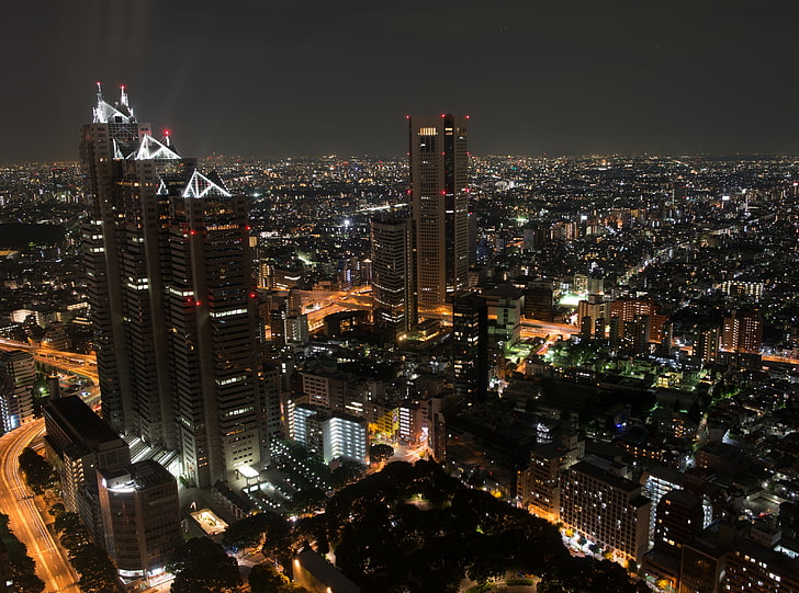 A View From Tokyo Metropolitan Government..., gray high-rise buildings b, HD wallpaper