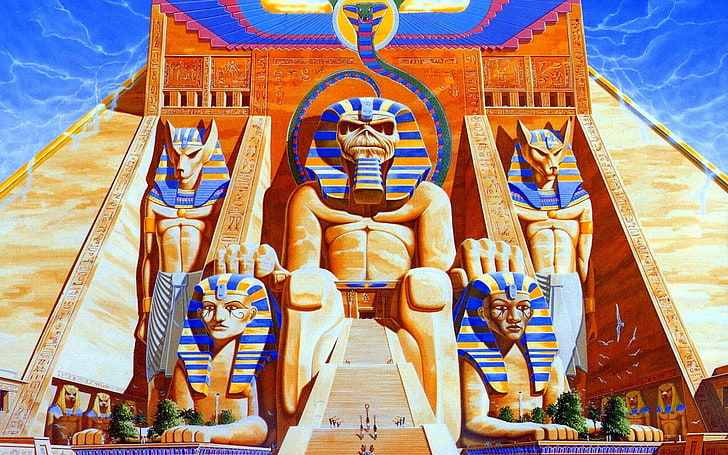 Pharaoh building illustration, iron maiden, piramida, pharaohs, HD wallpaper