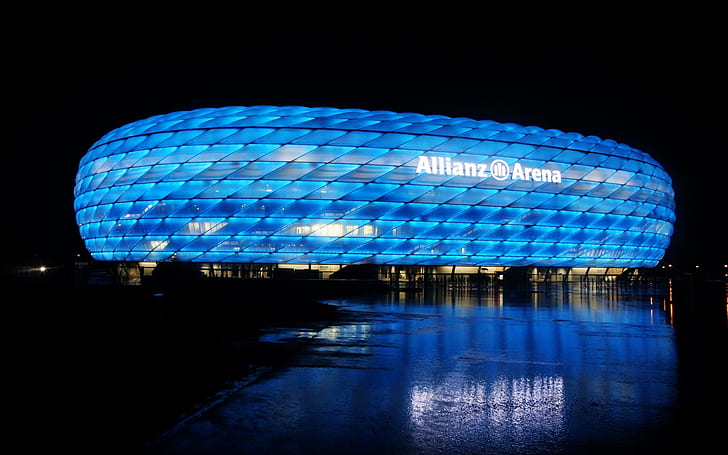 The Allianz Arena Munich, stadium, night, allianz arena lights
