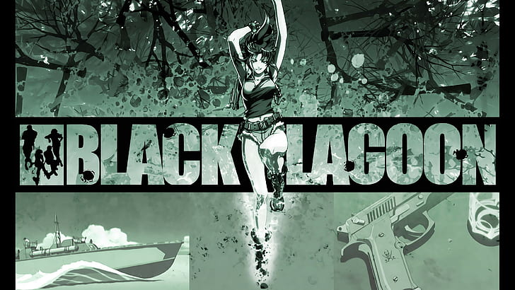 Black Lagoon, Revy, gun, HD wallpaper