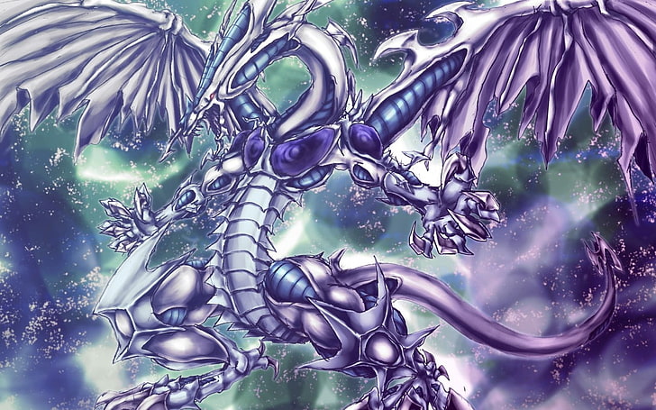 purple dragon illustration, anime, yugioh, no people, close-up, HD wallpaper