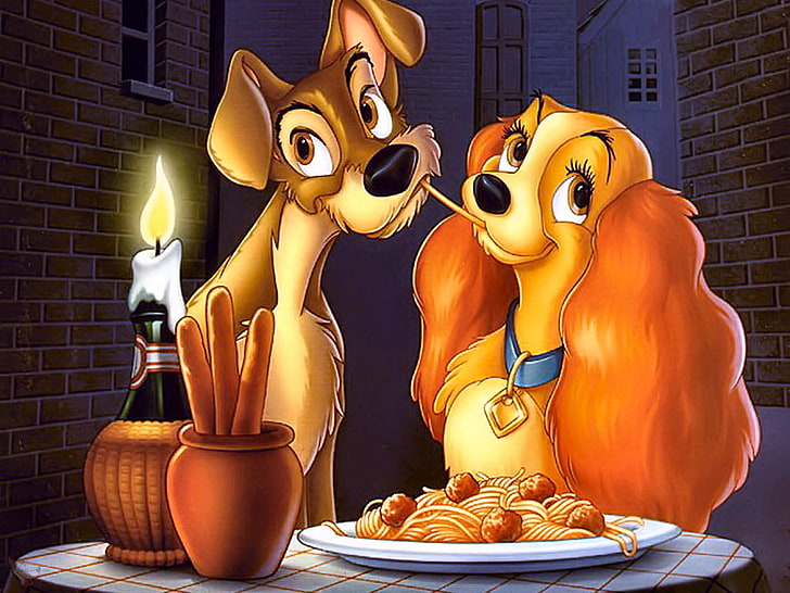 Lady & The Tramp, Disney Lady and the Trump illustration, HD wallpaper