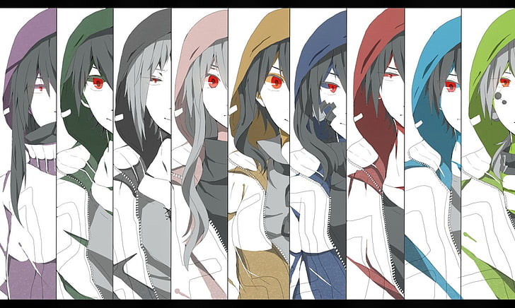 female anime character collage wallpaper, Kagerou Project, side by side, HD wallpaper