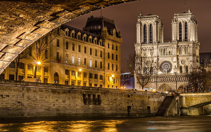 Notre Dame de Paris Front View, HD wallpaper