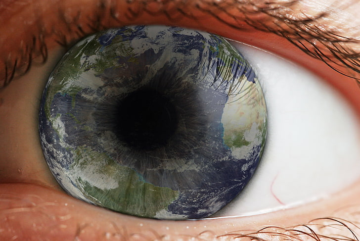 right human eye, eyes, Earth, human body part, one person, sensory perception