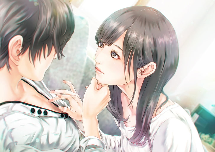 Hd Wallpaper Anime Couple Romance Semi Realistic Cute Brown