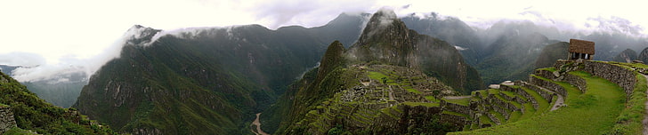 Machu Picchu, mist, Peru, mountains, landscape, HD wallpaper