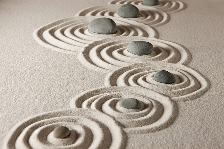 rocks, sand, stone, zen garden, Formation, pattern, HD wallpaper