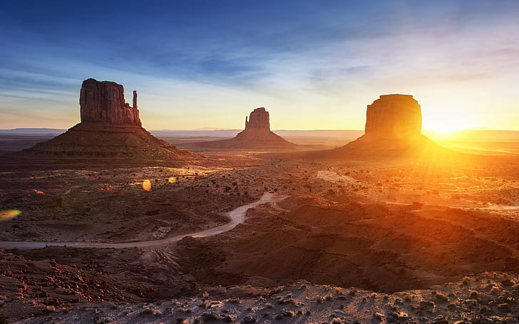 Arizona, Monument Valley, sunset, mountains, desert