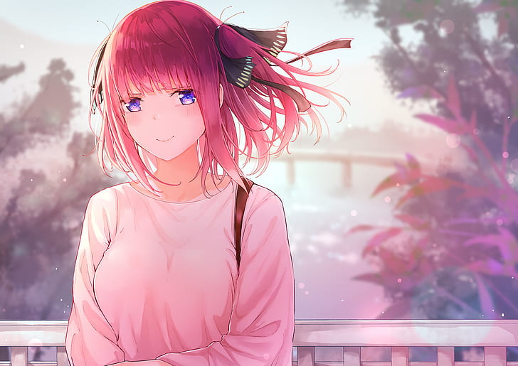 5. Beautiful anime girl with pink hair and blue eyes - wide 3