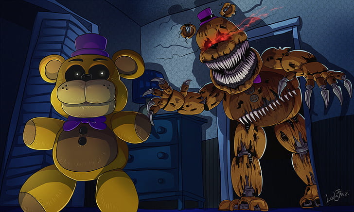 Five Nights at Freddy's, Five Nights at Freddy's 4, Nightmare Golden Freddy (Five Nights at Freddy's), HD wallpaper