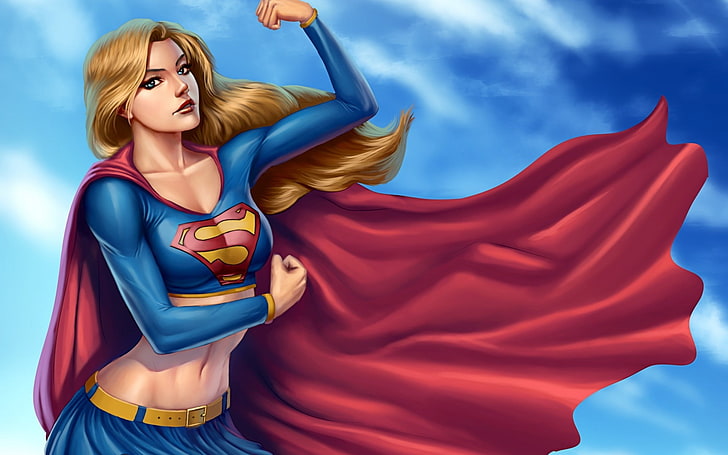Supergirl painting, Superman, superhero, superheroines, artwork