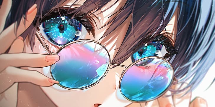 HD wallpaper: sunglasses, eyes, turquoise eyes, anime girls | Wallpaper  Flare