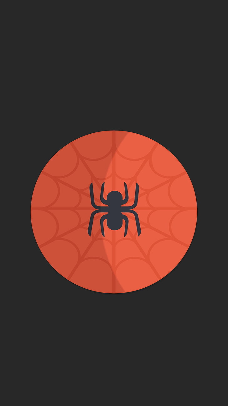 black Spider logo, superhero, Spider-Man, minimalism, red, black background, HD wallpaper