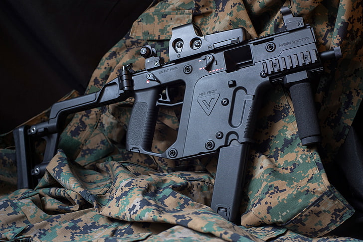 black rifle, weapons, jacket, camouflage, the gun, Super V, KRISS Vector, HD wallpaper