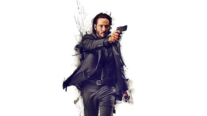 Keanu Reeves, photo manipulation, John Wick, white background, HD wallpaper