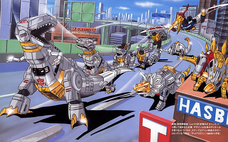 gray dinosaurs painting, Transformers, cartoon, Transformers G1