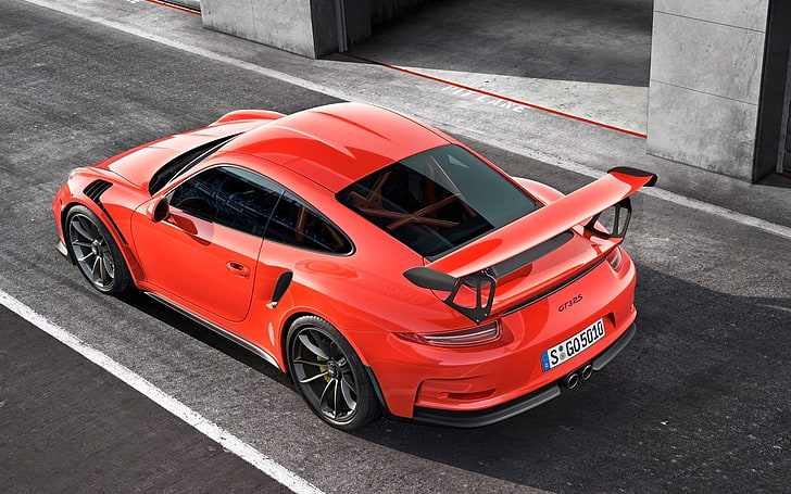 red coupe with spoiler, Porsche, Porsche 911 GT3 RS, red cars, HD wallpaper