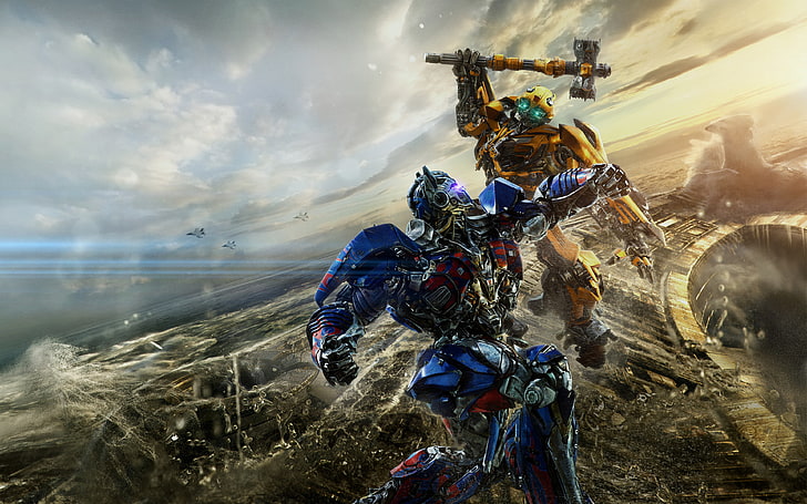 Bumblebee vs Optimus Prime Transformers The Last Knight 5K, sky, HD wallpaper