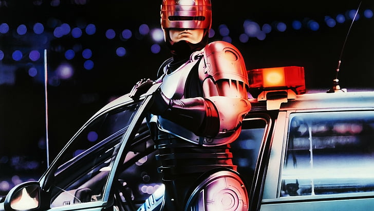 RoboCop, RoboCop (1987), night, illuminated, mode of transportation, HD wallpaper