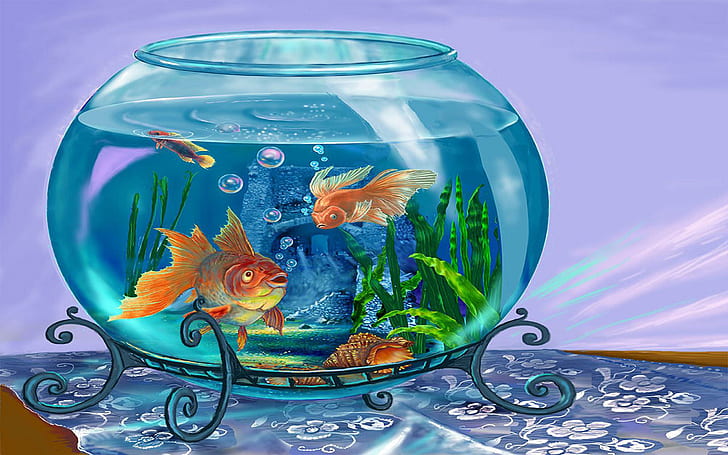 HD wallpaper: Beautiful Landscape Art , Red Fish In Aquarium | Wallpaper  Flare