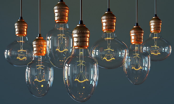 technology, light bulb, glass - material, hanging, no people, HD wallpaper