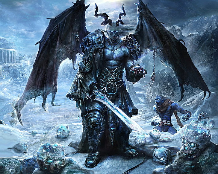 Terror Blade illustration, Dark, Demon, Angel, Fallen Angel, Snow, HD wallpaper