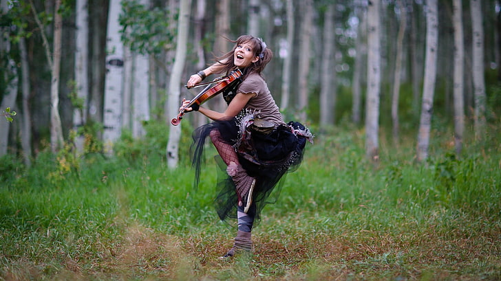 Lindsey Stirling, violin, women outdoors, musical instrument, HD wallpaper