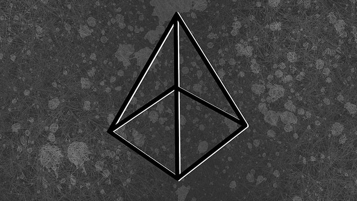 Etherium logo, abstract, optical illusion, geometry, monochrome
