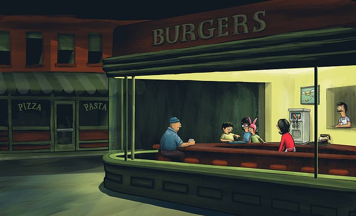 humor, painting, Bob's Burgers, restaurant, HD wallpaper