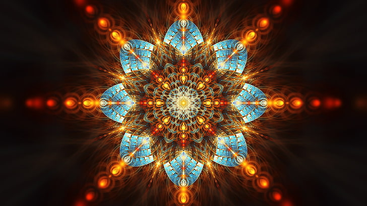 mandala illustration, abstract, fractal, symmetry, digital art, HD wallpaper