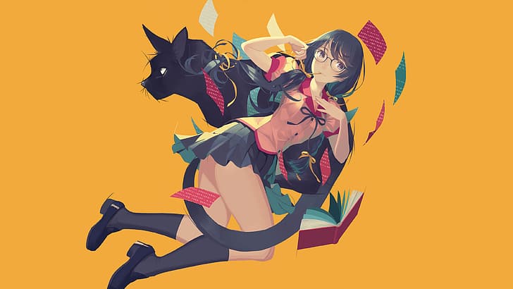 Monogatari Series, vofan, anime girls, Hanekawa Tsubasa, HD wallpaper