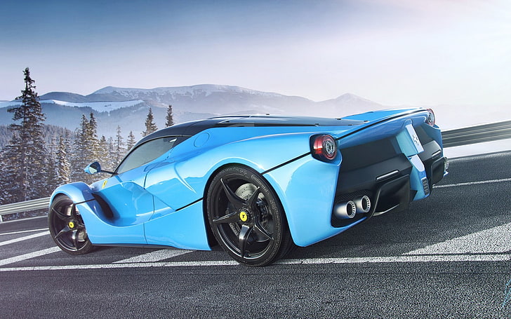 Ferrari LaFerrari, car, blue cars, transportation, mode of transportation, HD wallpaper