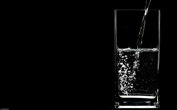 Glass of Water, black and white, HD wallpaper