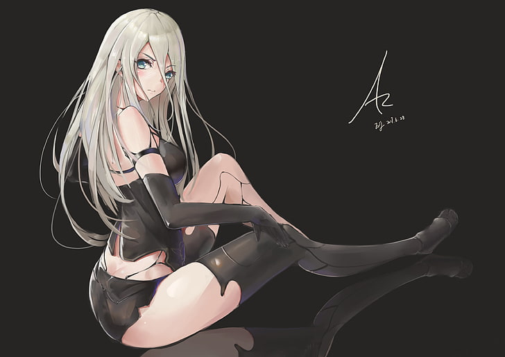 gray-haired female anime character wallpaper, heels, NieR, Nier: Automata, HD wallpaper