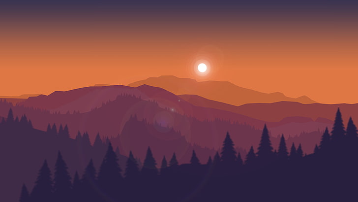 HD wallpaper: Mountains, Silhouette, Minimal, Sunset, Firewatch, 4K |  Wallpaper Flare