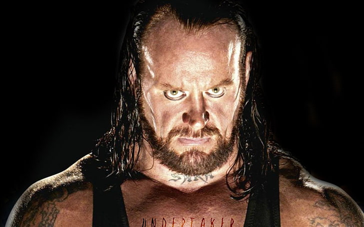 WWE Undertaker, Sports, facial hair, beard, portrait, adult, black background