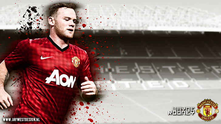 Manchester United, Wayne Rooney, one person, red, sport, adult, HD wallpaper